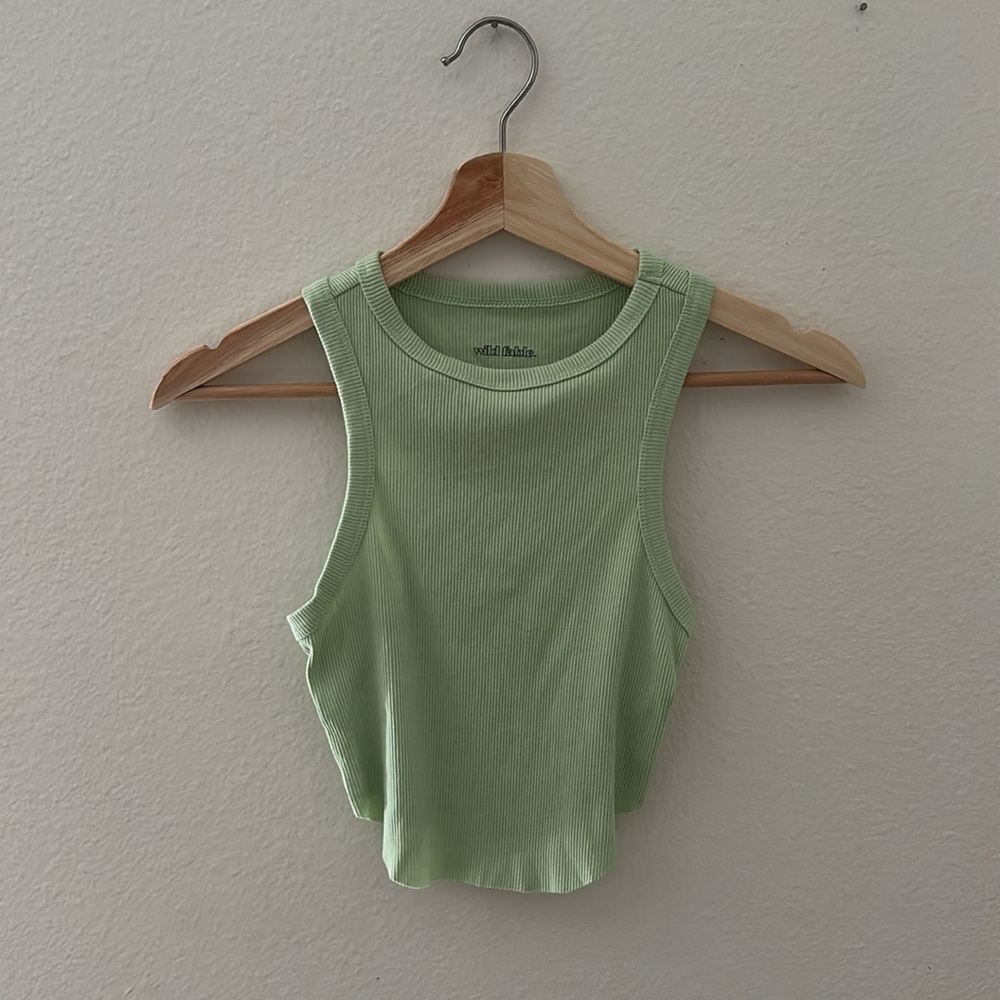 Wildfox Green Crop Muscle Tee